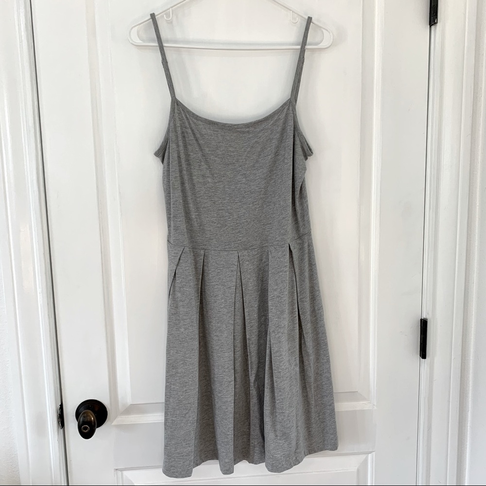 GAP Spaghetti Strap Gray Dress - Mini w/ Pleats, Like New